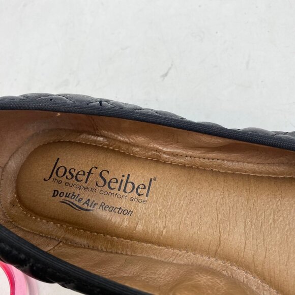Josef Seibel Black Leather Flats with Bow Accent | Size 9 - Picture 6 of 7